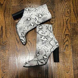 Fashion Nova snakeskin booties